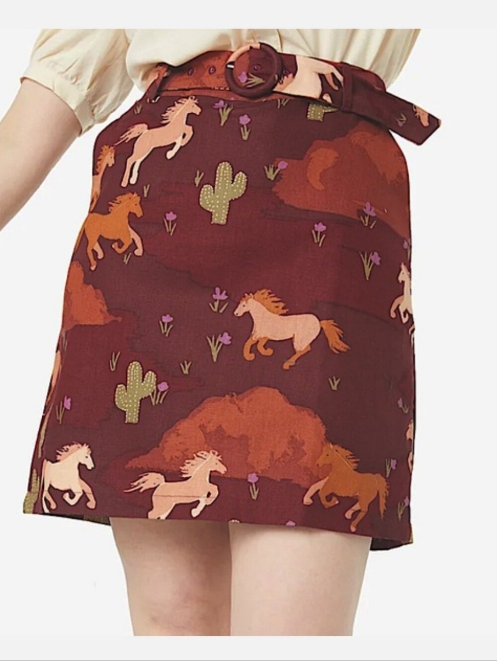 Modcloth Princess Highway Wild Horses Belted Skirt 6 NWT 🐎🐎